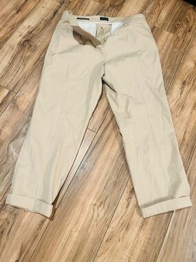 Talbots Light Beige Cuffed Straight Chinos (relaxed chinos)